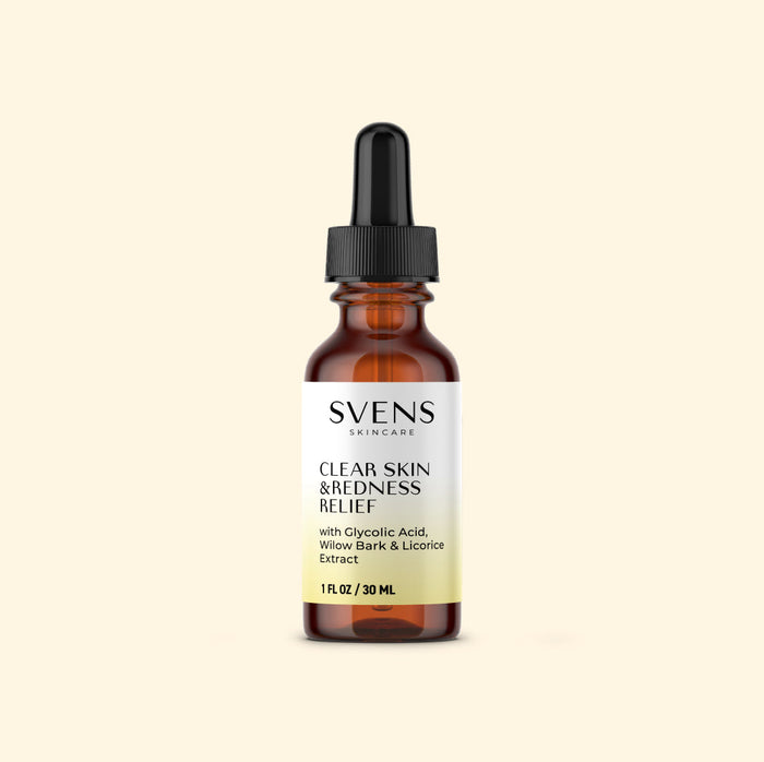 Clear Skin & Redness Relief Serum with Glycolic Acid, Wilow Bark & Licorice Extract